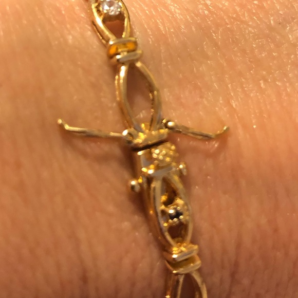 This Silver Gold plated Bracelet with diamond and sapphire accents is Beautiful. - Picture 4 of 12